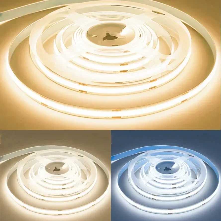 5M 10M COB LED Light Strip DC12V 24V 8mm LED Lights for Room Bedroom TV Decor High Density Soft Flexible Neon Tape Light Lamp W251112