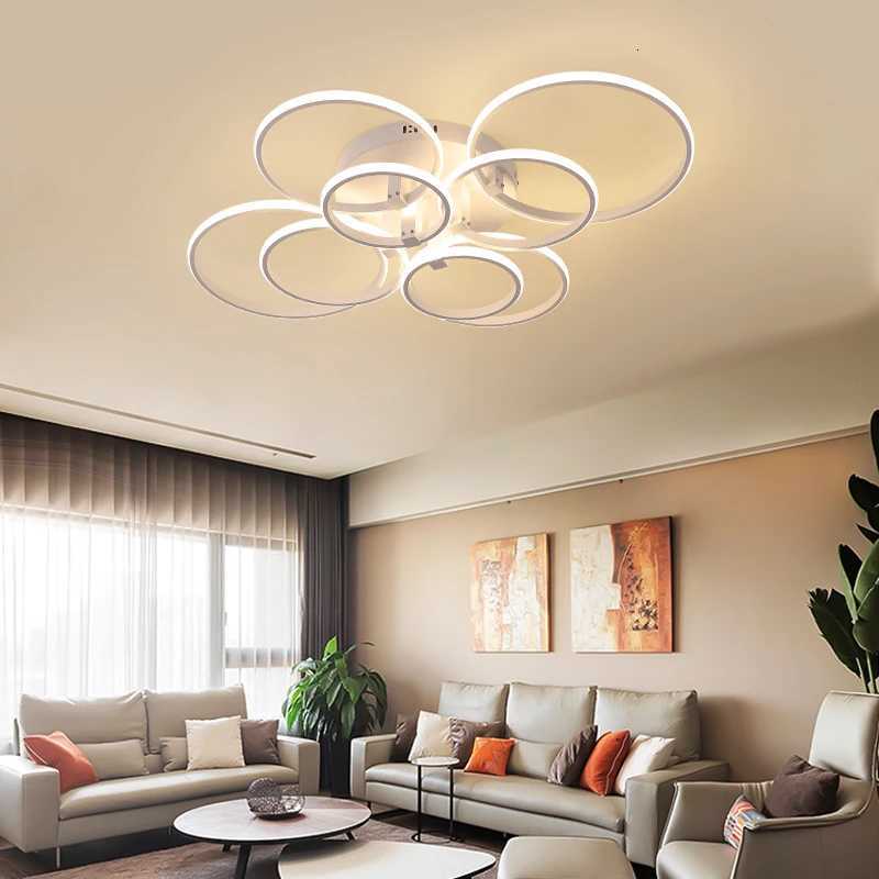 8/6/4 Rings Modern led Ceiling Lights for living Room bedroom study room Ceiling light lustre black/white Ceiling Lamp Fixture W251112