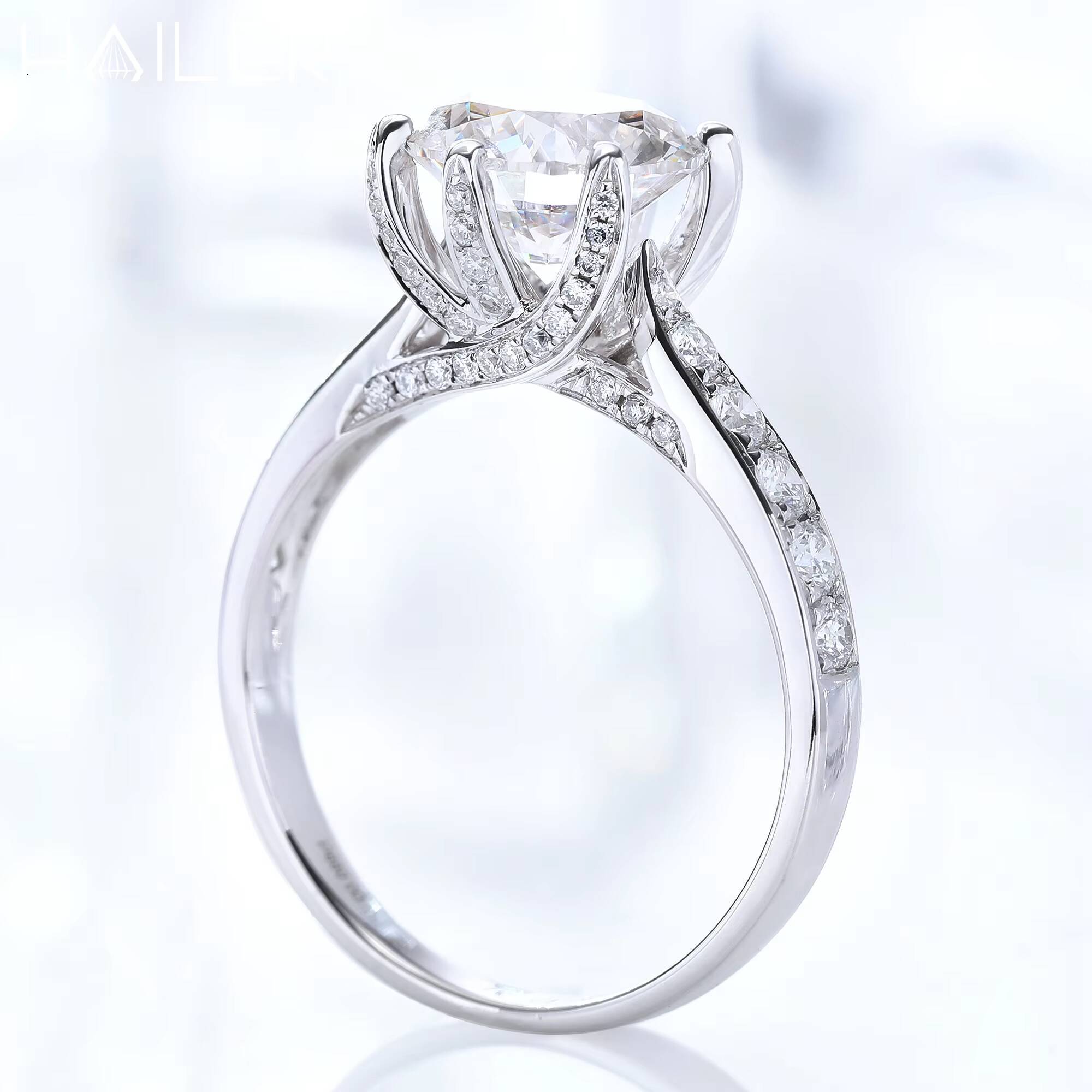Elegant Women 3Ct Lab Diamond Engagement Ring Cvd Diamond Ring 18K Gold Wedding Ring