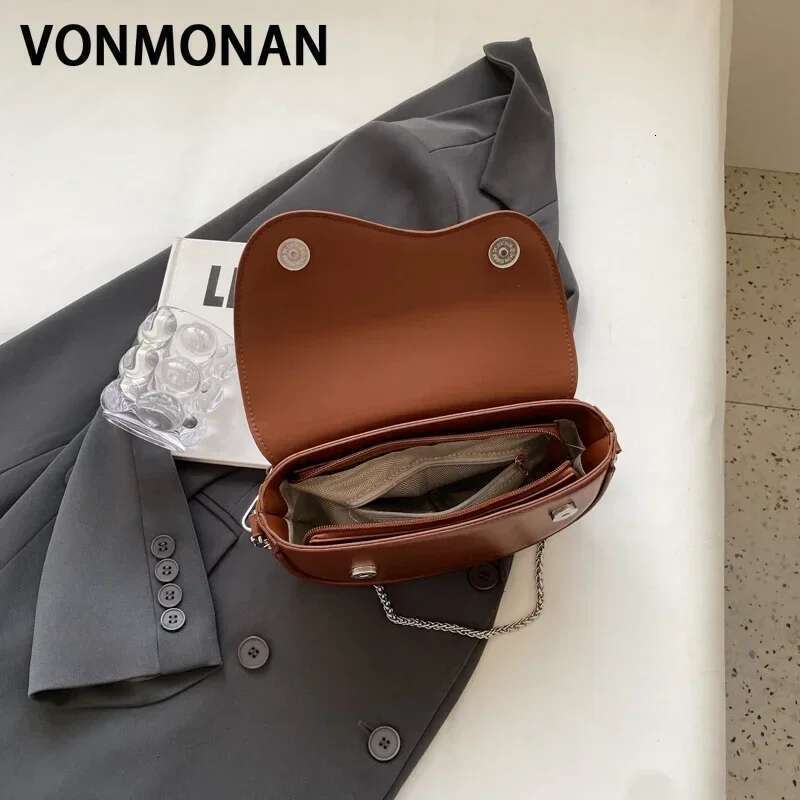 Women Saddle Female Small Wedding Flap Underarm Shoulder Lady Retro Split Leather Fashion Chain Messenger Tote Bag