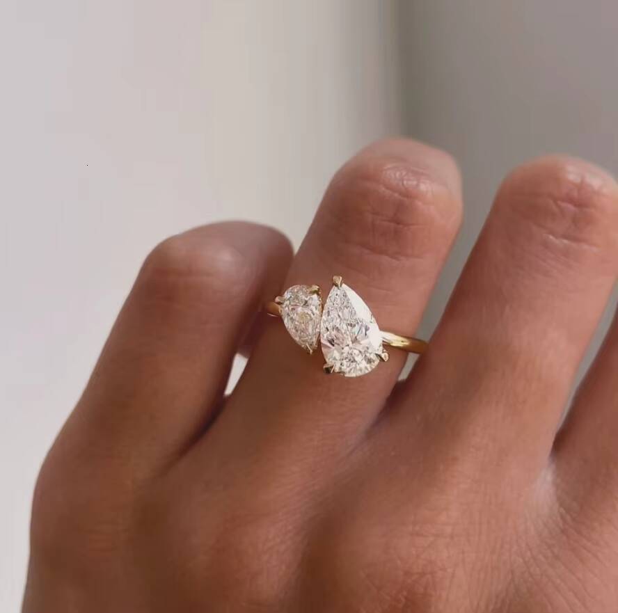 Silver Jewelry S925 Sterling Silver 8A Quality Pear Shaped Crushed Ice Zircon 925 Silver Engagement Wedding Rings for Women