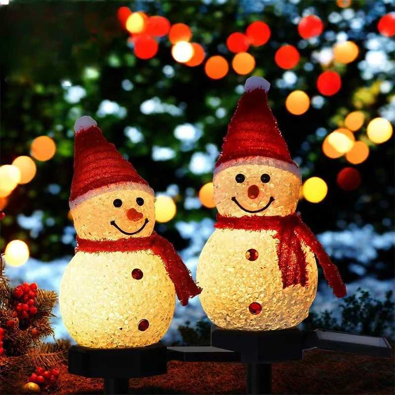 Solar Snowman Ground Mounted Lights Christmas Decoration Atmosphere Outdoor Courtyard Garden Christmas Night Lights Snowman M251113