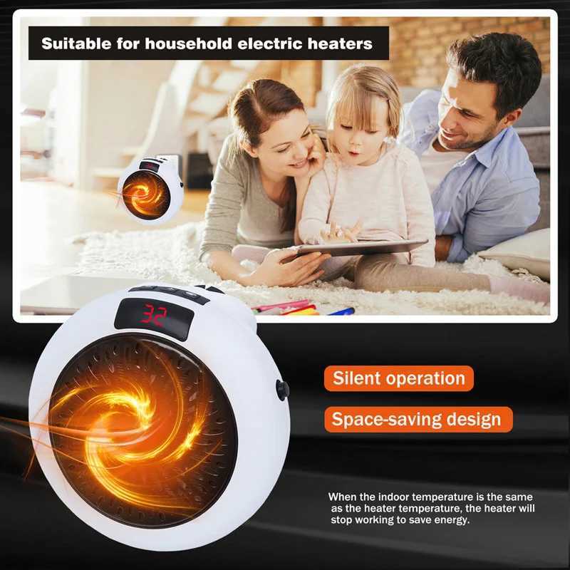 Electric Heater 900W Portable Plug In Wall Heater Room Heating Stove Remote Warmer Machine Home Office Warming Machine Y251113
