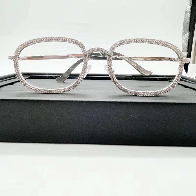 Iced Out Men Bg Moissanite Dia Glasses Box Mirror Hip Hop Branded Jewelry Rapper Original 1 Pcs