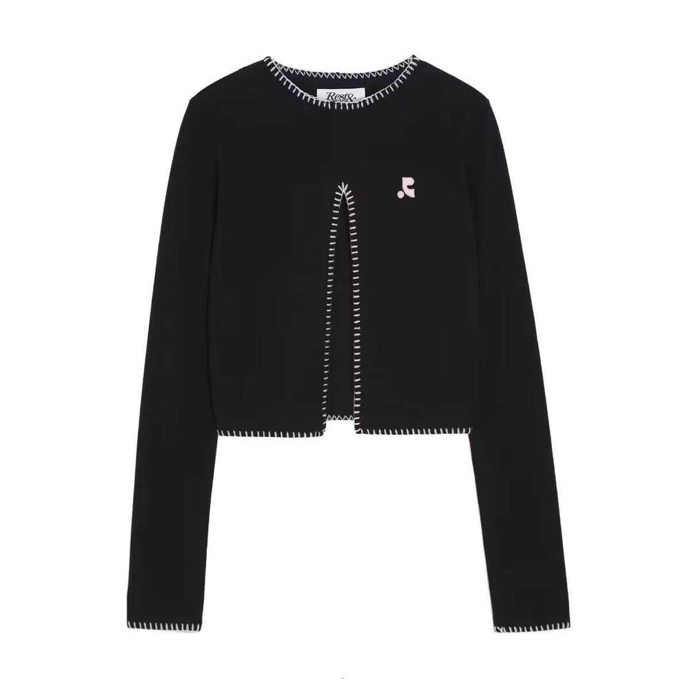 Designer clothing Designer clothing South Korean RR slim knit long sleeved shirt slit a sense of careful machine with visible thread and design