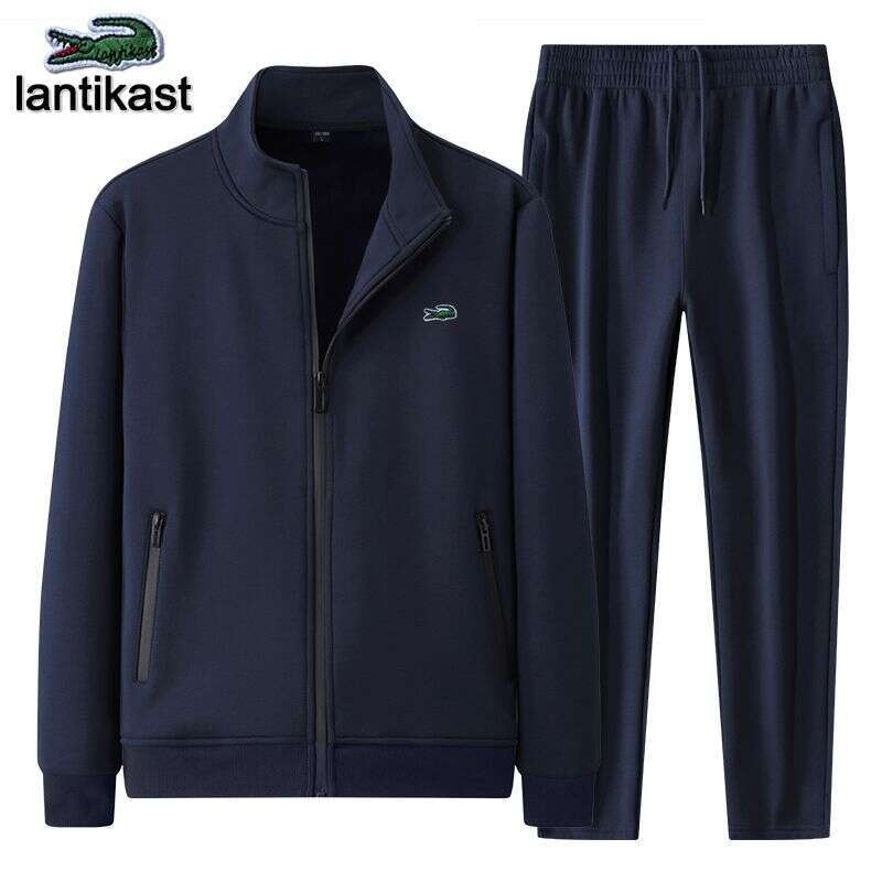 Noble Crocodile Autumn Winter Casual Sports Suit Men's Trendy Two-Piece Set Pure designer hoodie Cotton Running Jacket Cardigan Long Pants