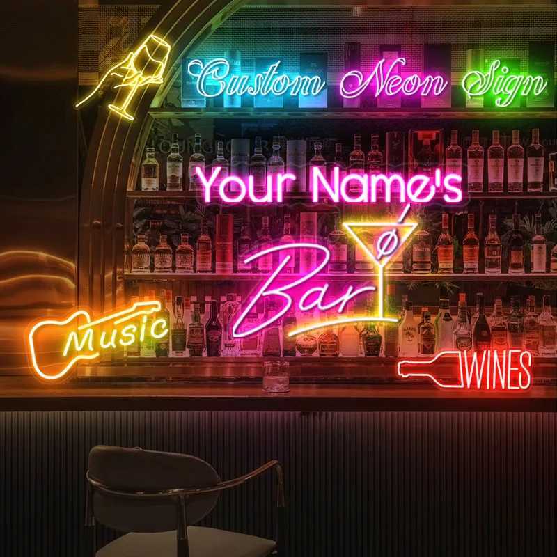 Custom Neon Bar Sign LED Letter Neon Light Name Wedding Sign Bedroom Home Wall Neon Business Dropshipping Free Design W251112
