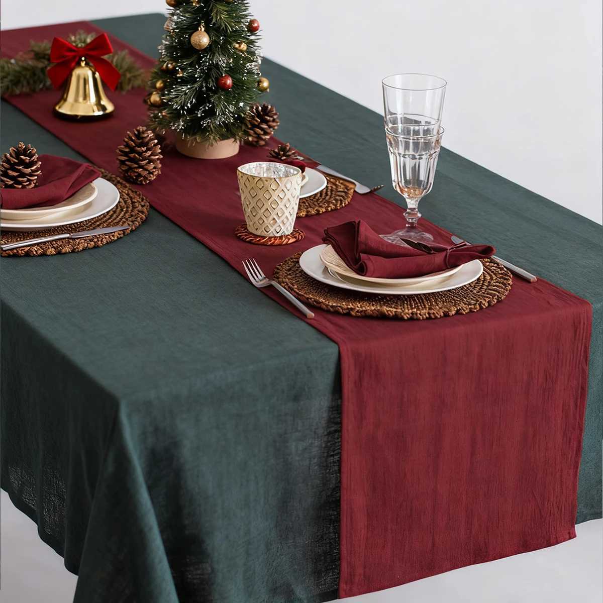 Christmas Christmas Solid Color Skin Friendly Absorbent Washable Table Flag for Holiday Party Restaurant Decoration Y251113