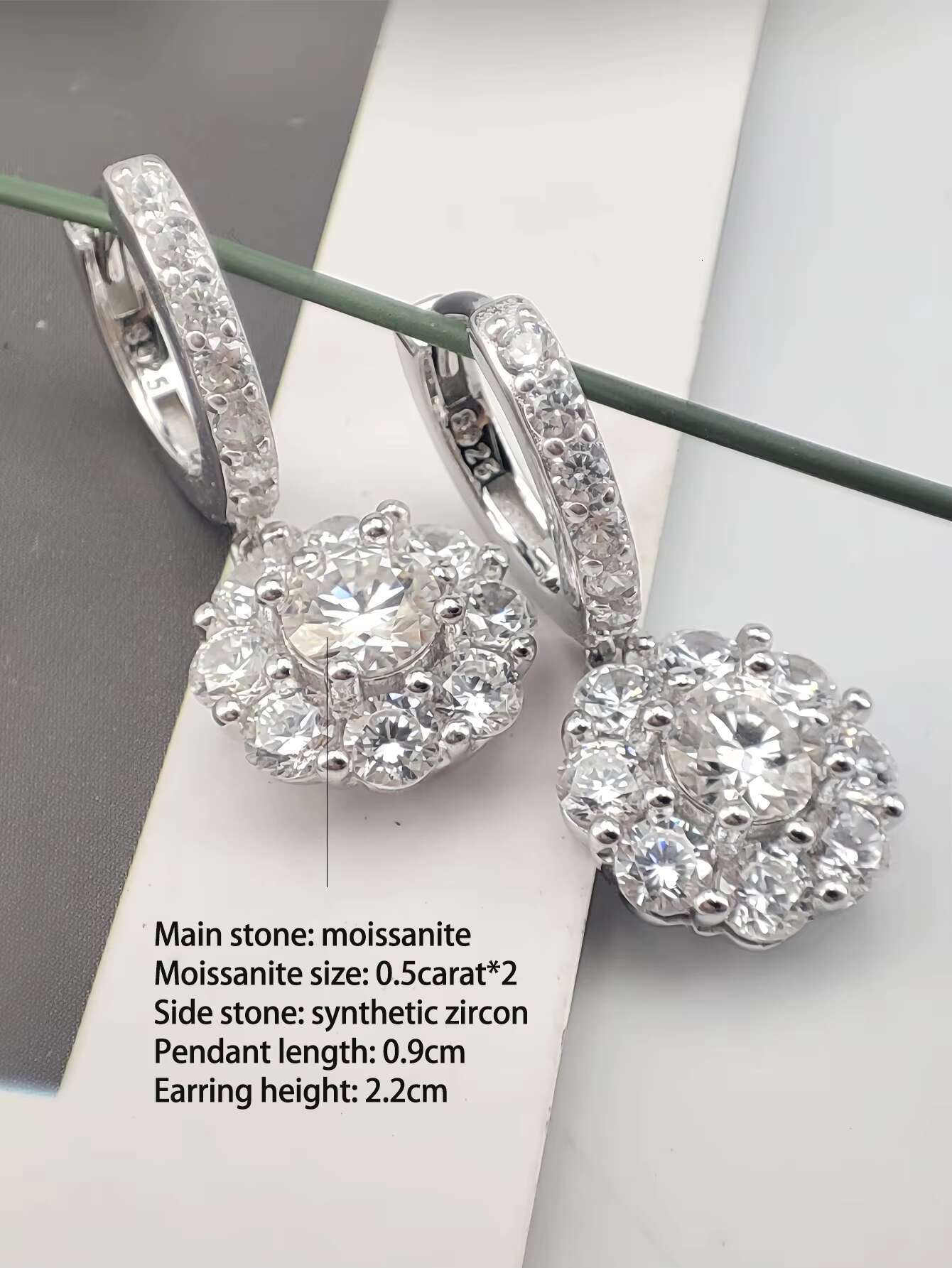 Womens Round Brilliant Cut 05 Carat Moissanite Drop Earrings S925 Sterling Sparkling Diamond Wedding Jewelry
