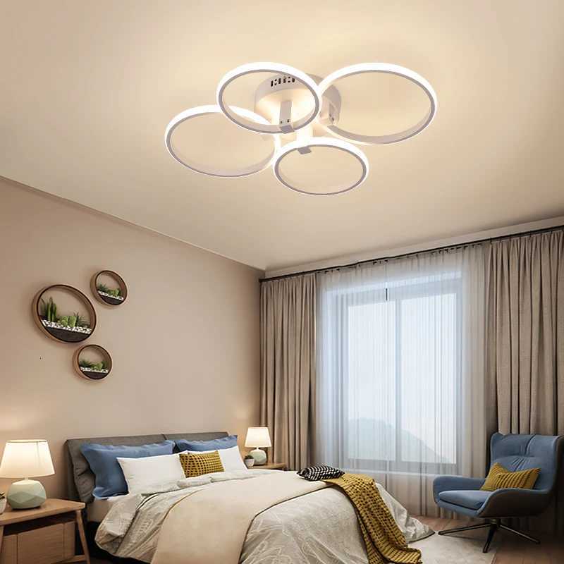 8/6/4 Rings Modern led Ceiling Lights for living Room bedroom study room Ceiling light lustre black/white Ceiling Lamp Fixture W251112