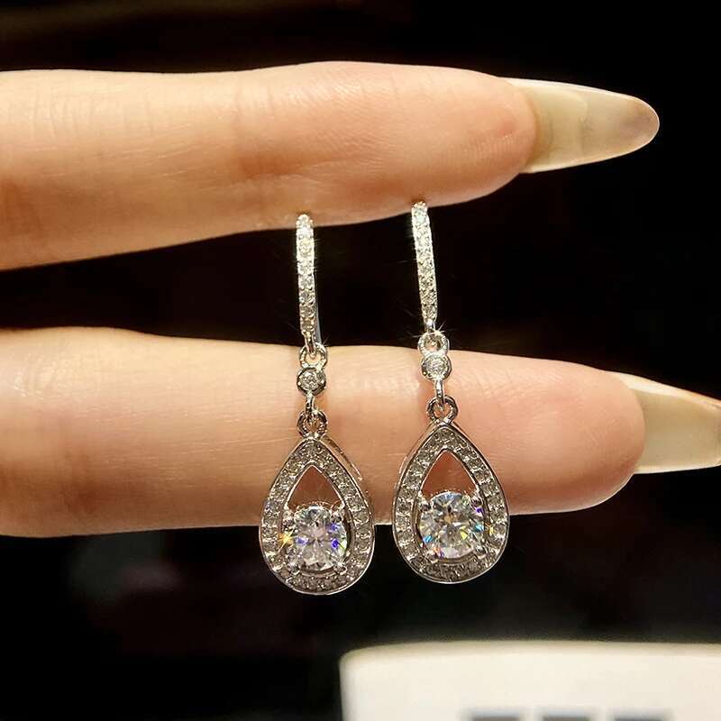 GRA Romantic 0.5CT WaterDrop Tassels Certified Moissanite Diamond Drop Earrings For Women Real 925 Sterling Silver Fine Jewelry