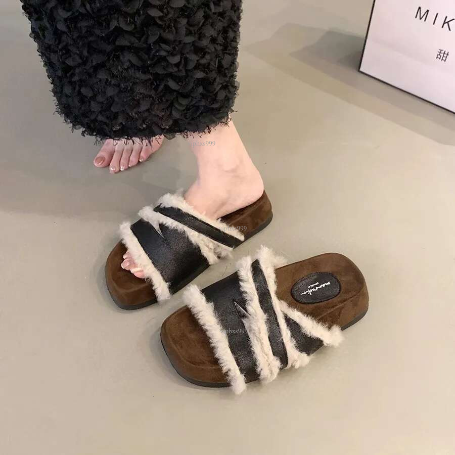 New Free Shipping Designer Shoes Internet Celebrity Thick Sole Height Increasing Hairy Slippers Women Gentle Fairy Style Fashionable One Piece Drag Fo