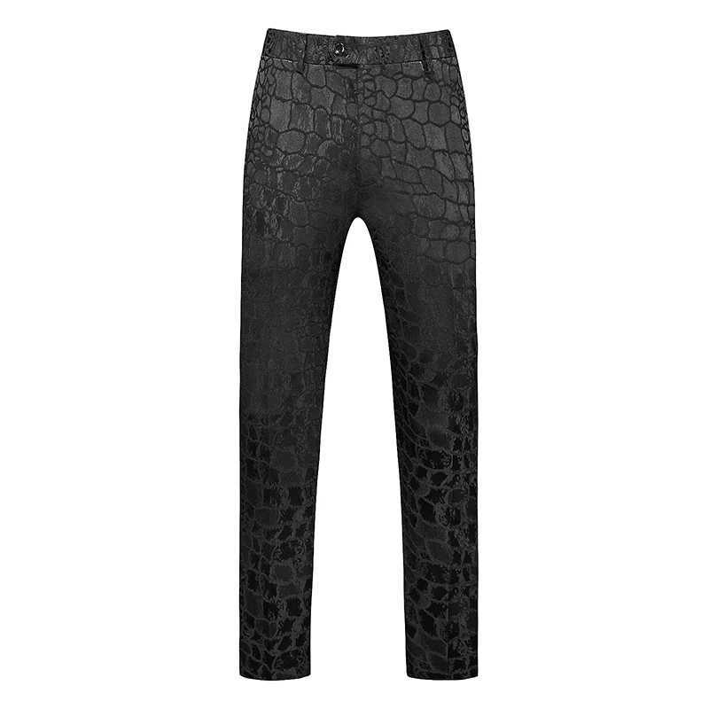 Fashionable mens luxury jacquard suit pants white/black/pink trend mens groom wedding party dressXJ250412