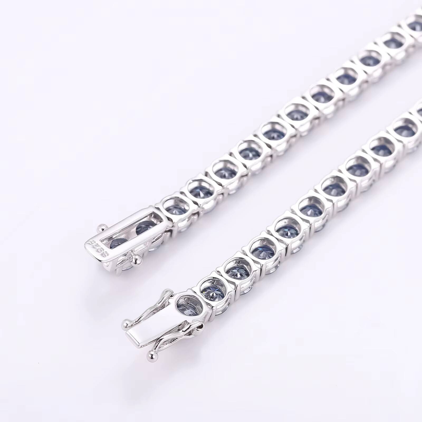 Hip Hop Classic Factory Price Top Quality 18K 14K 10K 5mm Blue Moissanite Diamond Tennis Chain Solid Gold Jewelry for Women Men