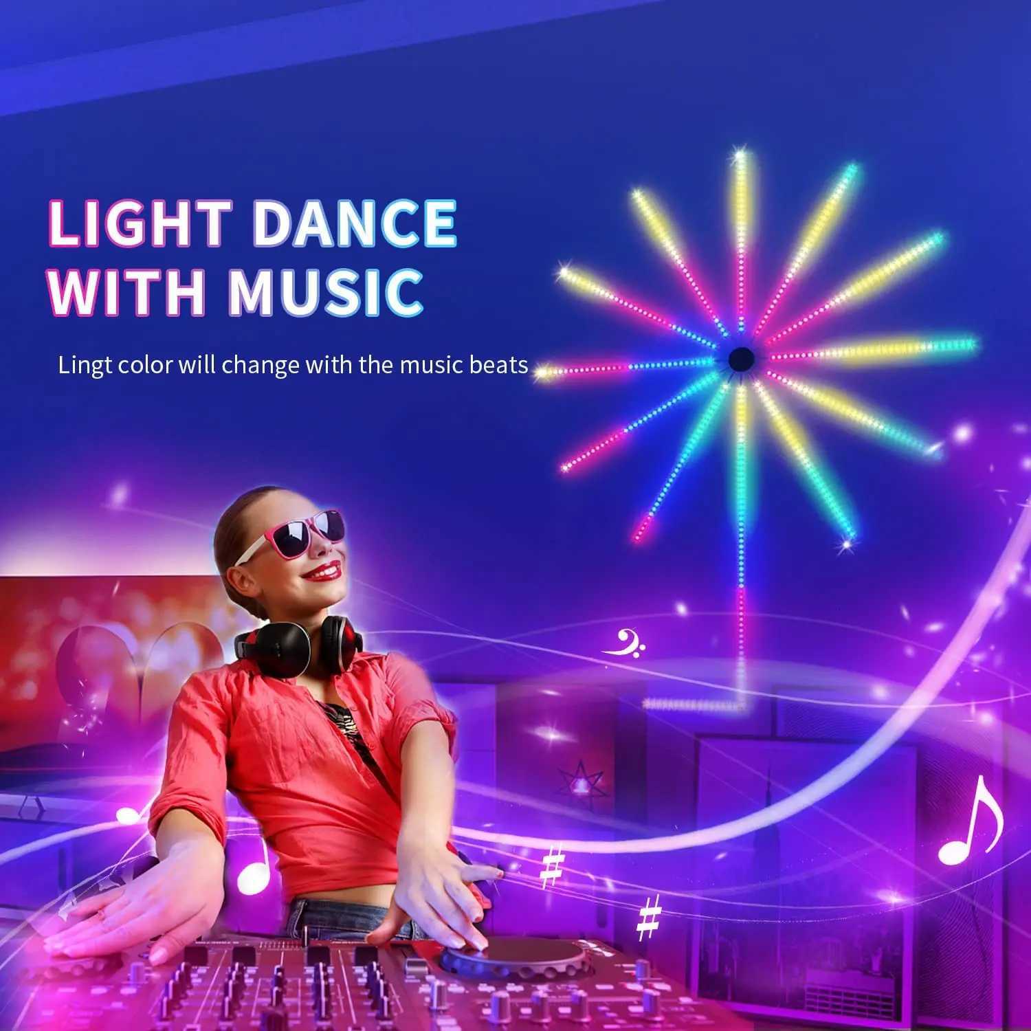 2025 Christmas Light Smart Fairy Firework Bluetooth Light Strip Festoon Home Wall Bedroom Computer Room Decor Holiday Party Lamp M251113