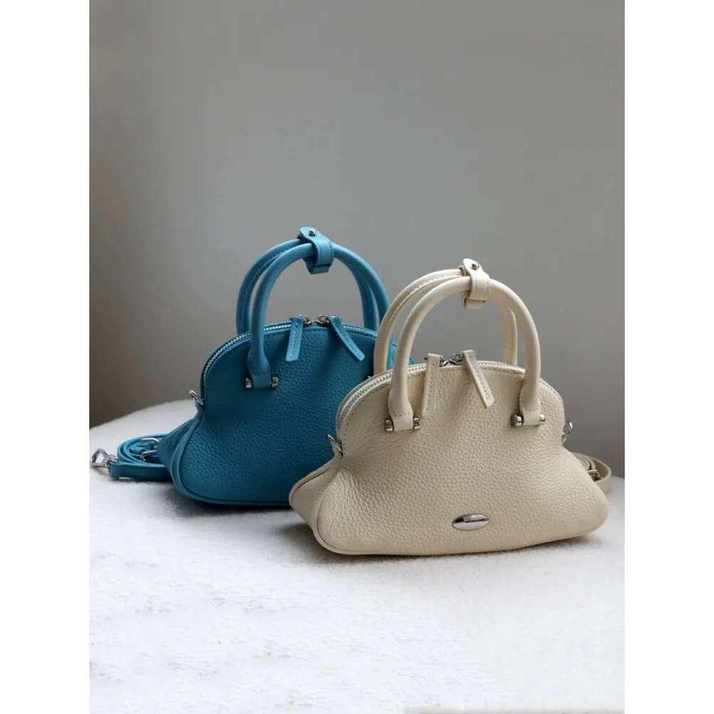 Women Cowskin Genuine Leather Bag Fashion Design Shell Totes Office Ladies Handbag Solid Color Crossbody Single Shoulder Bags