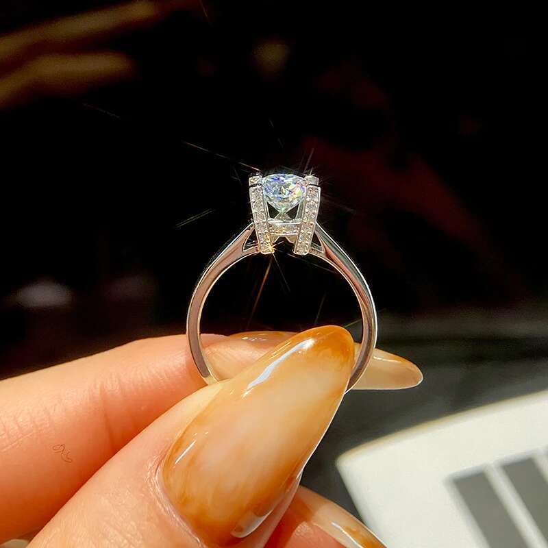 GRA 1CT Sparkling Moissanite Diamond Wedding Rings For Women Engagement Gift Real 925 Sterling Silver Best Quality Fine Jewelry