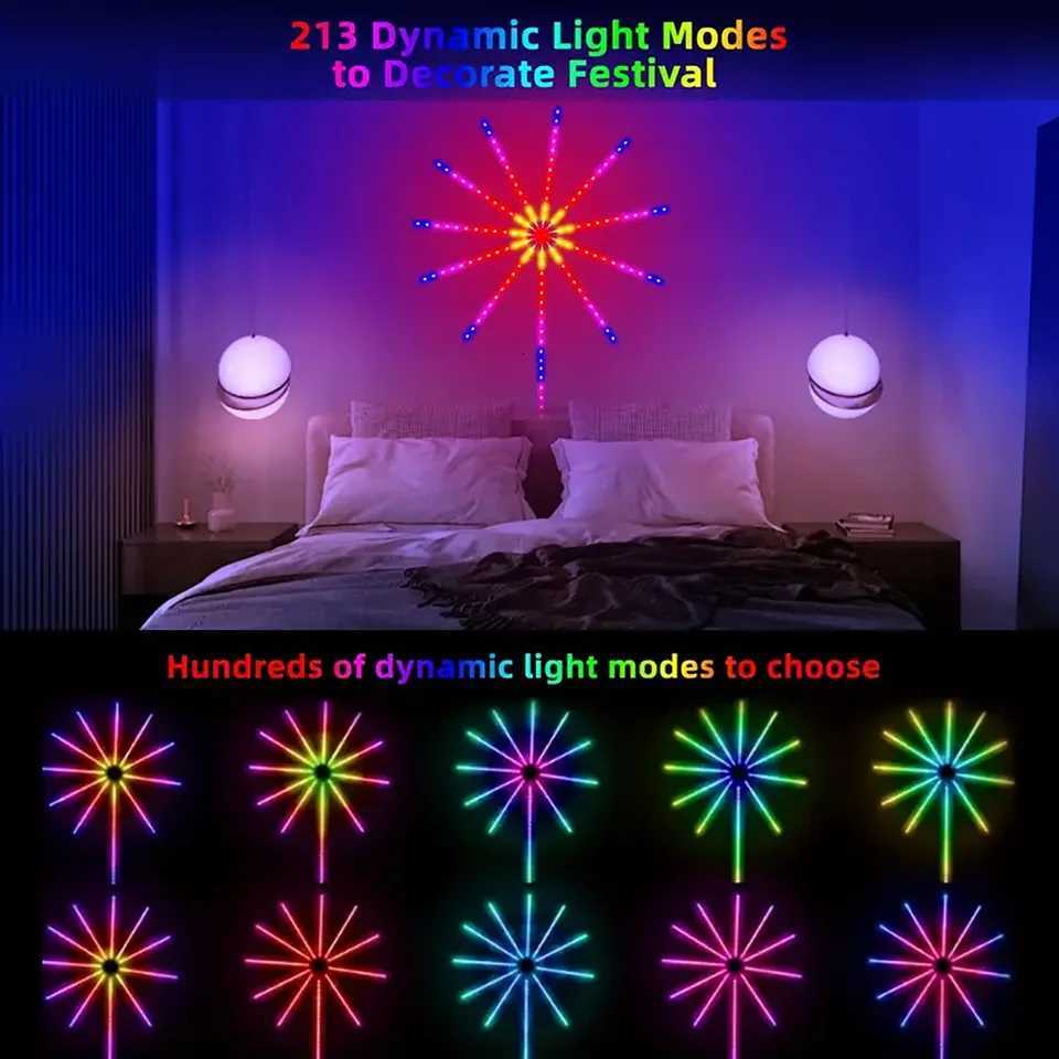 RGBIC Fireworks Light Bedroom Decoration Smart Fireworks Strip USB powered For Christmas Indoor Party Ramadan Holiday Lights W251112