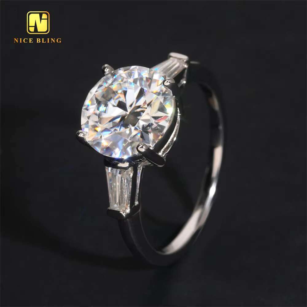 Wedding Ring Round Cut 4CT Fine Jewelry 925 Sterling Silver VVS Moissanite Rings Big Diamond Engagement Ring for Women