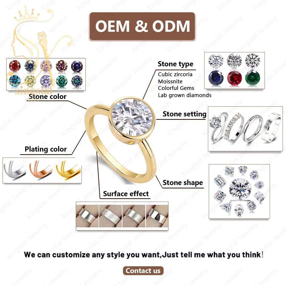 Valentines Day Anniversary Jewelry Gift 14K Real Gold 3ct Solitaire Diamond Weeding Band Moissanite Engagement Ring for Women