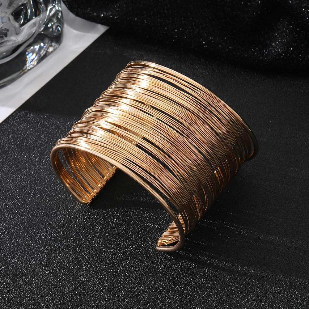 IPARAM Creative Gold Color Metal Wire Bracelet for Women Men Open Mouthed Intersecting Intertwined Bangle Fashion Jewelry GiftsC250411