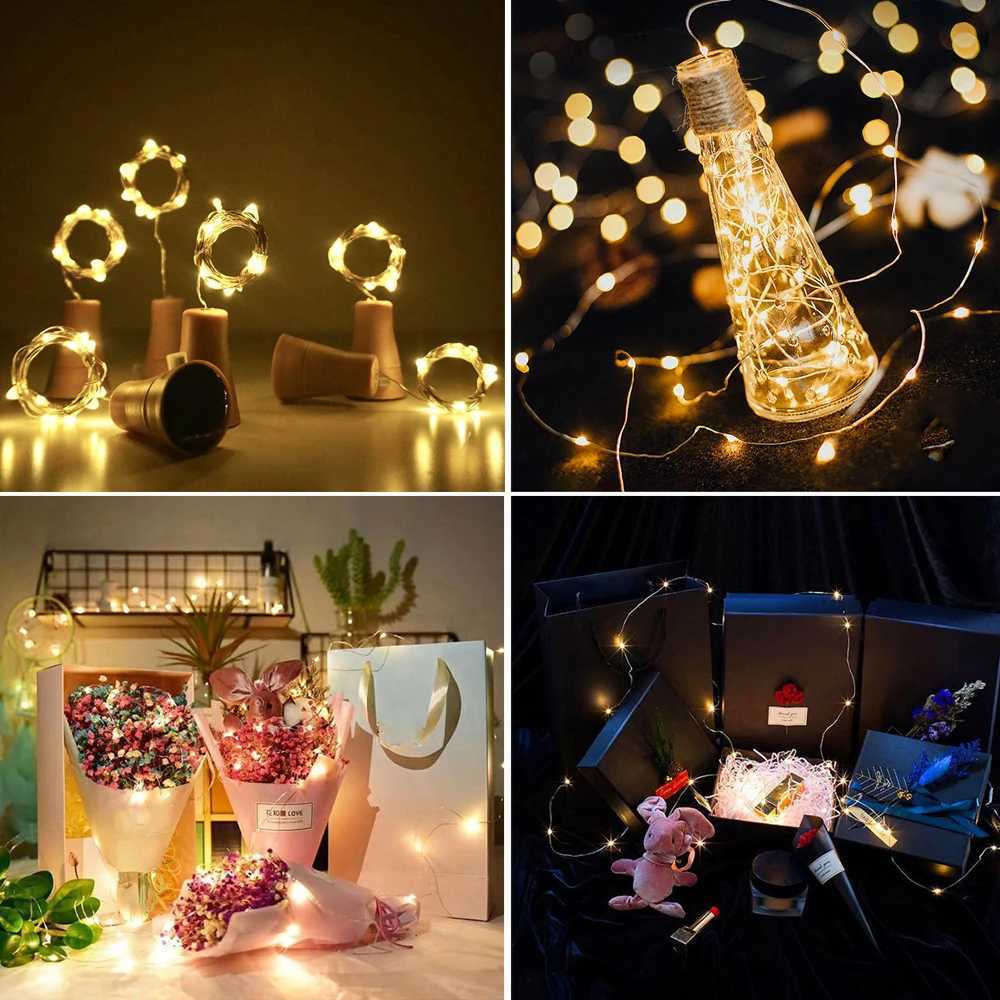 Solar Power Wine Bottle Lights LED Waterproof String Light outdoor Fairy Garland Lights Christmas Wedding bar hotel Decoration M251113