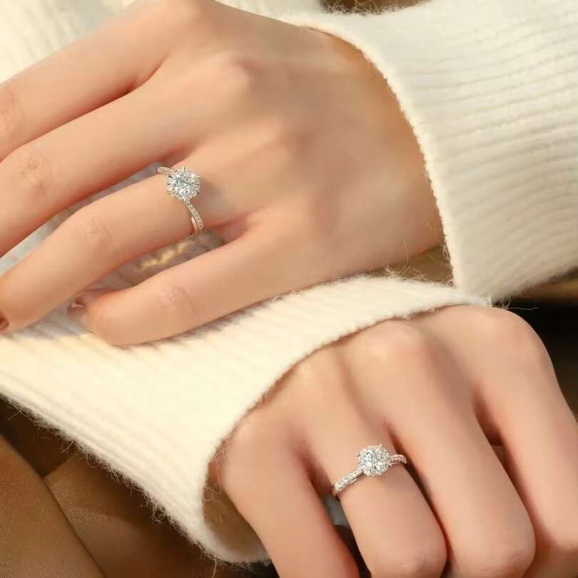 Real D Color Fashion Ring 18k White Gold Plated 925 Silver Ring With Vvs1 Moissanite Diamond Custom Promise Rings