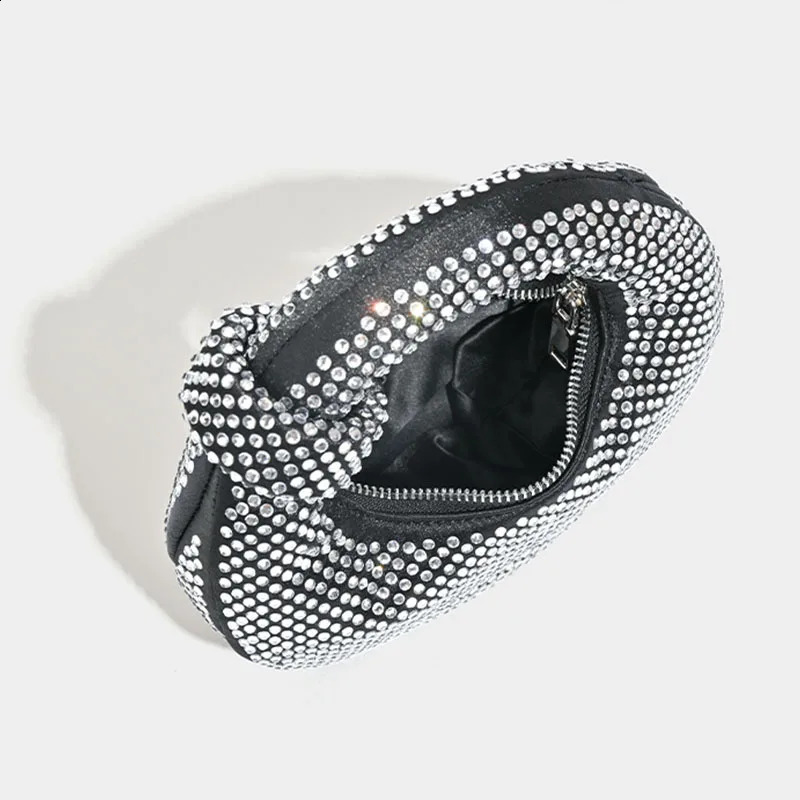 Fashion Rhinestone Halfmoon Women Handbags Diamonds Knoteed Handle Female Bag Evening Party Purses 250411