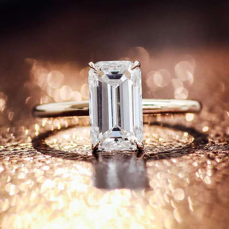 7*9mm 3ct Vvs Moissanite Solitaire Ring Gra Certified Emerald Cut 10k 14K 18K Gold Moissanite Ring for Women Engagement Wedding