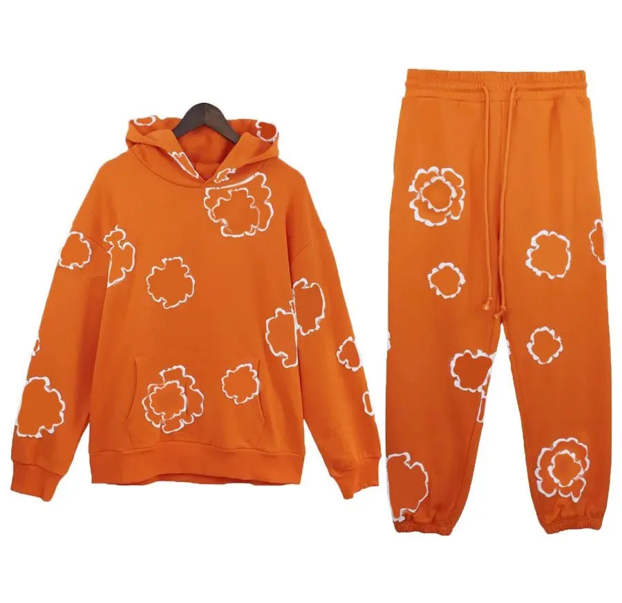 Designer Hoodies Men Women Hoodies Fashion Foam Printed Letters Flower Jogger Casual Drawstring Pants Round Hooded Street Set Sweatshirt demins hoodie tears 7f6