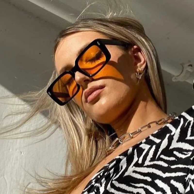 Square Sunglasses Women 2022 Luxury Brand Shades for Women Vintage Orange Punk Gafas De Sol Hombre Lentes De Sol MujerC250412