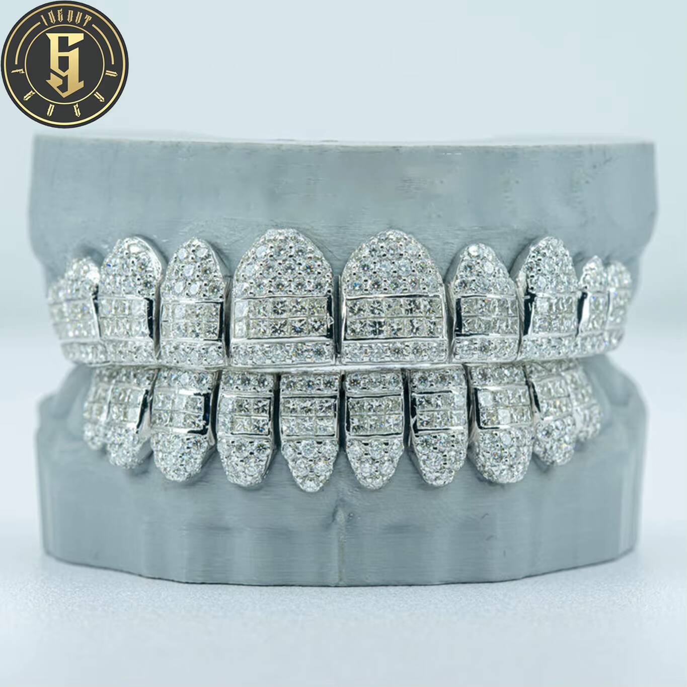 Fine Jewelry Customized Party Rapper Accessories Top 10 Bottom 10 Hybrid VVS Lab Created Moissanite Diamond Grillz for Tooth