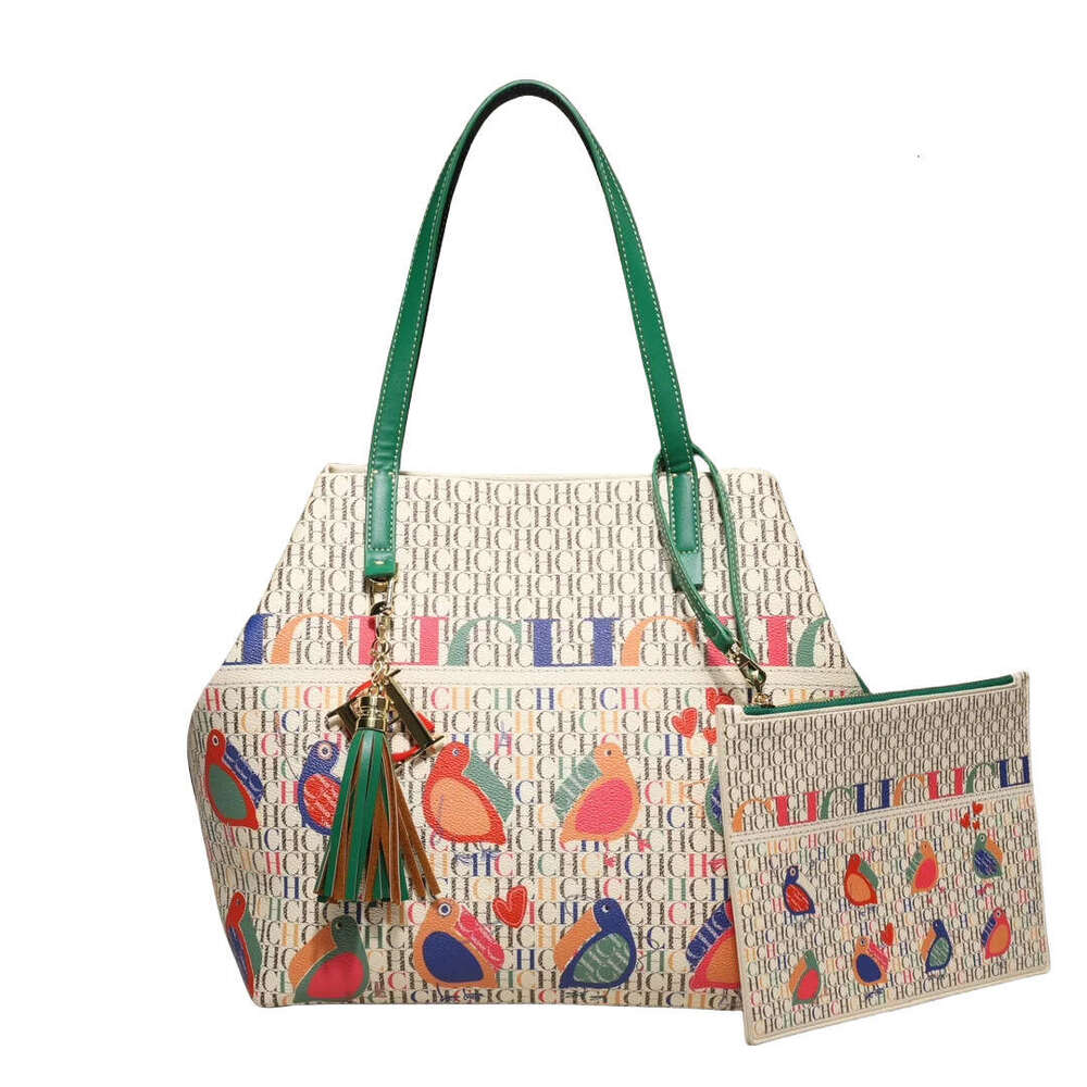 CHHC Fashion Trend Printed Design Tote English Large Capacity Handbag Women's Bag