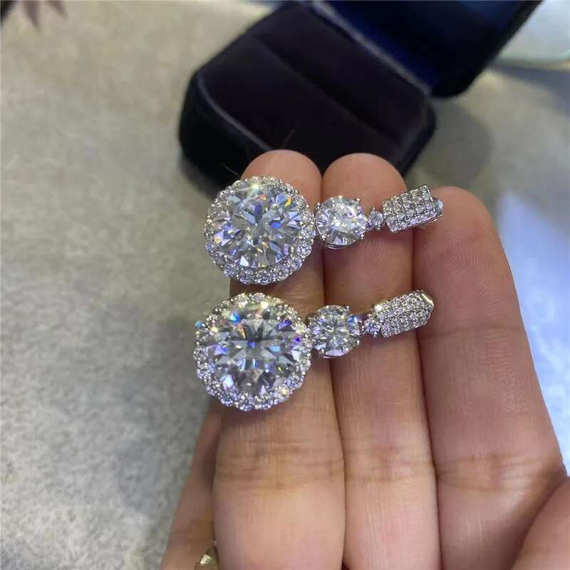 Platinum PT950 new 5 carat D color moissanite earrings fire color super good super flash moissan diamond eight hearts and eight