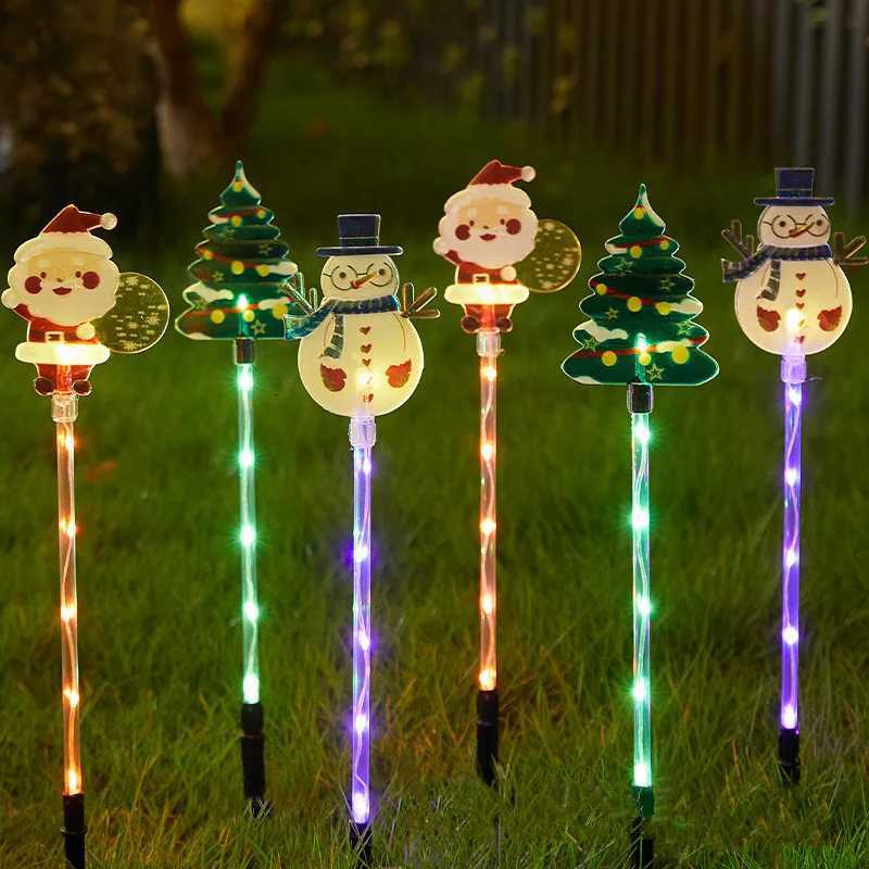 6pcs/set Solar-Powered Christmas Lawn Lights Santa Tree Reindeer Designs for Outdoor Decor Waterproof Garden Lights Holiday M251113