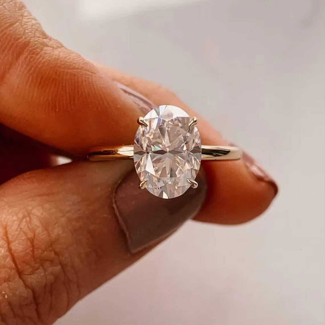 KIBO 2021 Hot Sale Engagement 10k Solid Gold 2CT Oval Moissanite Diamond Rings