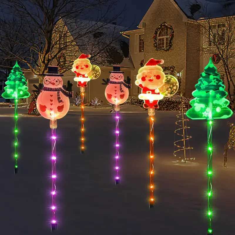 6PCS Solar Powered Christmas Stake Lights Solar Christmas Decor LED Lights Outdoor Waterproof Garden Walkway Holiday 870 M251113
