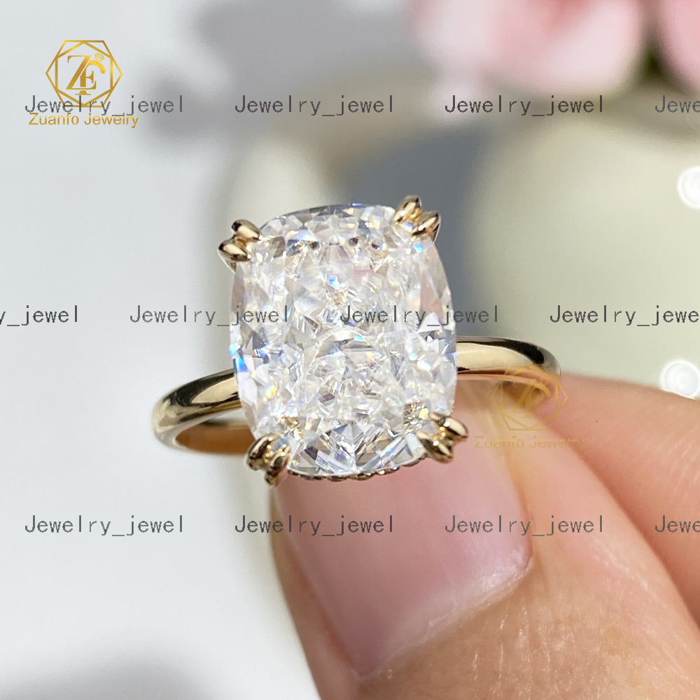 Experienced Custom Mossanite Jewelry 5CT VVS Moissanite Solitaire Real 18K Diamond Engagement Wedding Gold Ring for Women