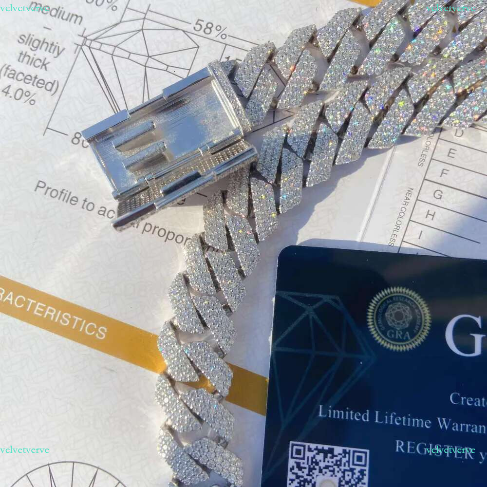 designer jewelry necklace iced out chains 20mm width fashion s sterg sier d color vvs moissanite dia cuban k chain hip hop necklaces