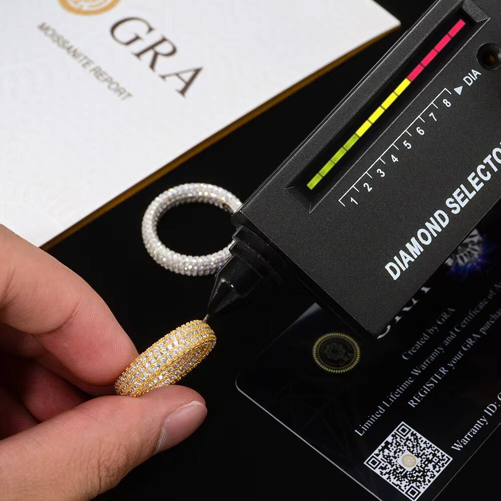 Hip Hop Jewelry Wedding Engagement Gift 925 Sterling Silver Paved VVS Moissanite Iced Out 3 Layer Diamond Band Ring for Men