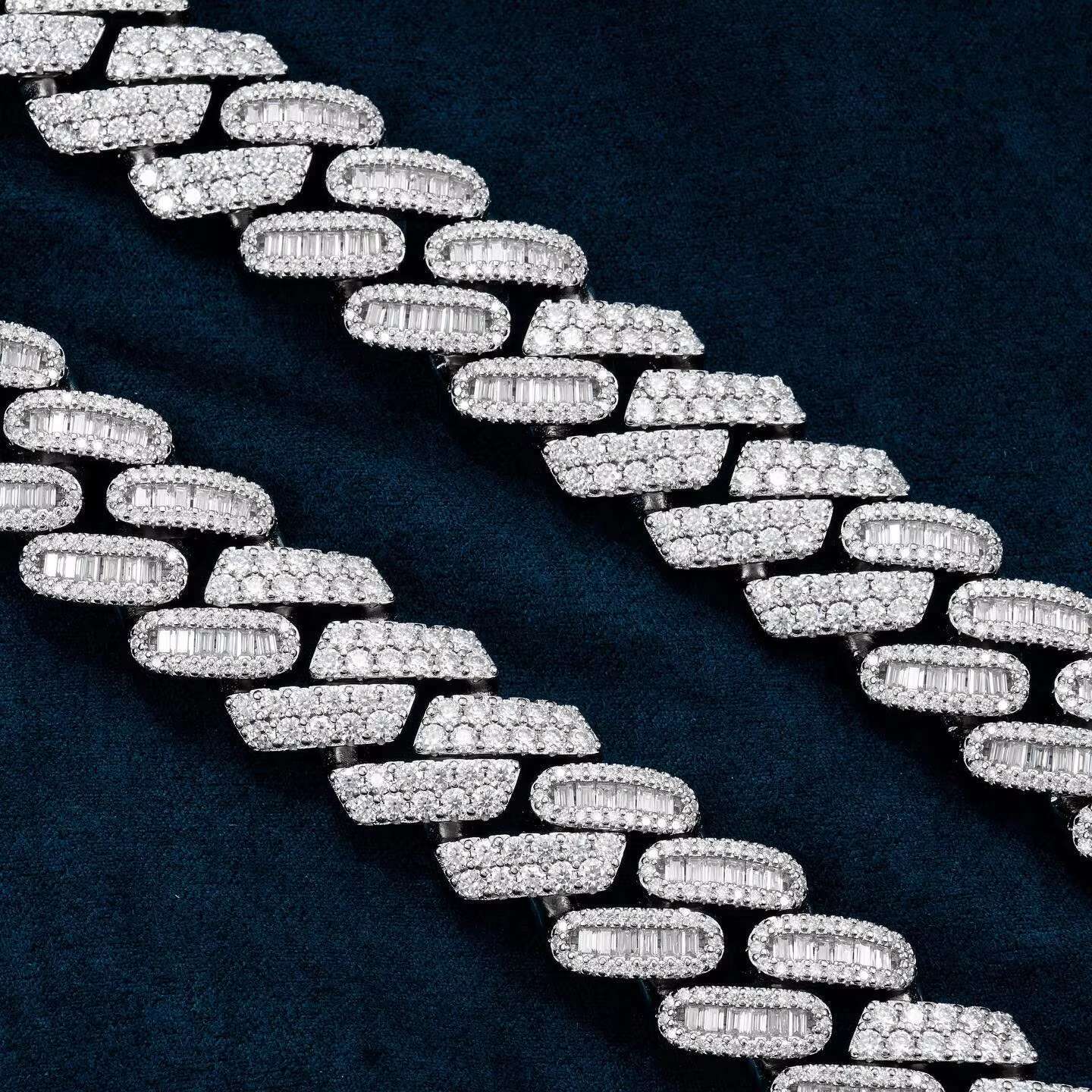 20mm Cuban Chain High Quality Moissanite Diamonds Made in 925 Sterling Silver Mens Bling Custom Jewelry at Wholesale Price