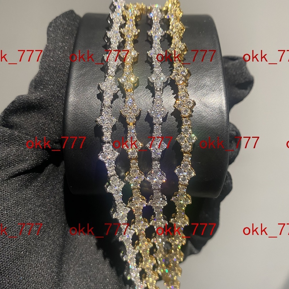 3mm 4mm Mini Cross Hip Hop Jewelry Moissanite Tennis Chain Bracelet 925 Silver Iced Out Tennis Chain Necklace for Men and Women