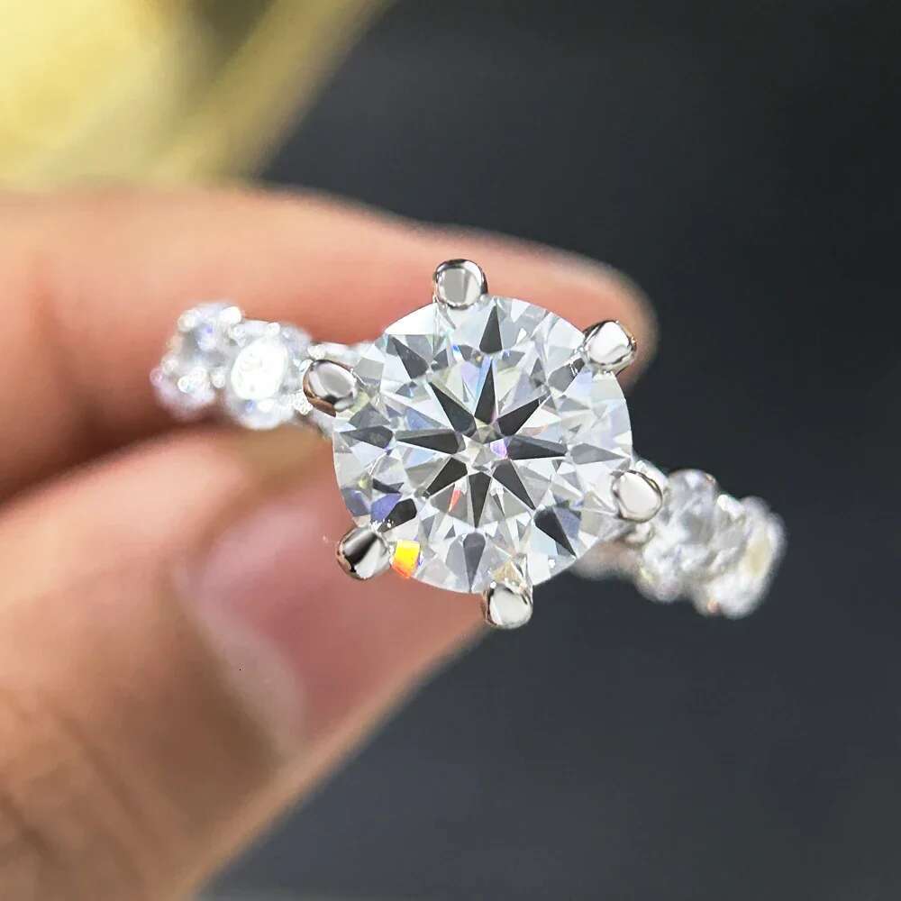 GRA Certified 4CT Moissanite Engagement Rings for Women Sparkling Lab Created Diamond S925 Silver 6 Claws Wedding Band Jewelry