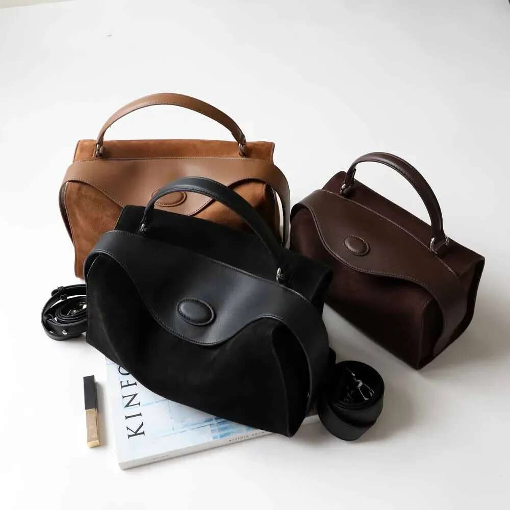 MS Soft Frosted Cowhide Leather Women Bags Designer Boston Bag Shoulder Handbag Chic Lady Autumn Daily Purses Tote 2023