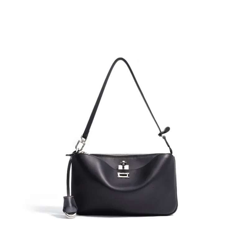 Genuine Leather Underarm High End Retro Casual Mahjong Bag Large Capacity Fashion Square Coin Purse Shoulder Wallet Ladies