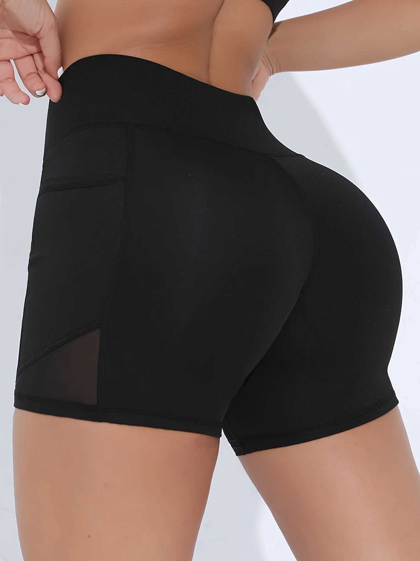 Cross waist with pocket yoga shorts abdominal compression exercise and tight shorts Y250412