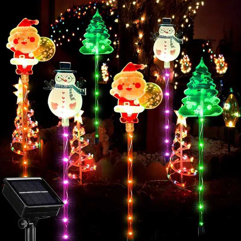 6PCS Solar Powered Christmas Stake Lights Solar Christmas Decor LED Lights Outdoor Waterproof Garden Walkway Holiday 870 M251113