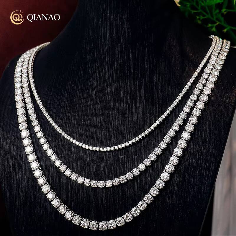 Hip Hop Jewelry 925 Silver Iced Out Tennis Chain 2mm 3mm 4mm 5mm 6mm GRA Certification DE Color Vvs Moissanite Diamond Necklace