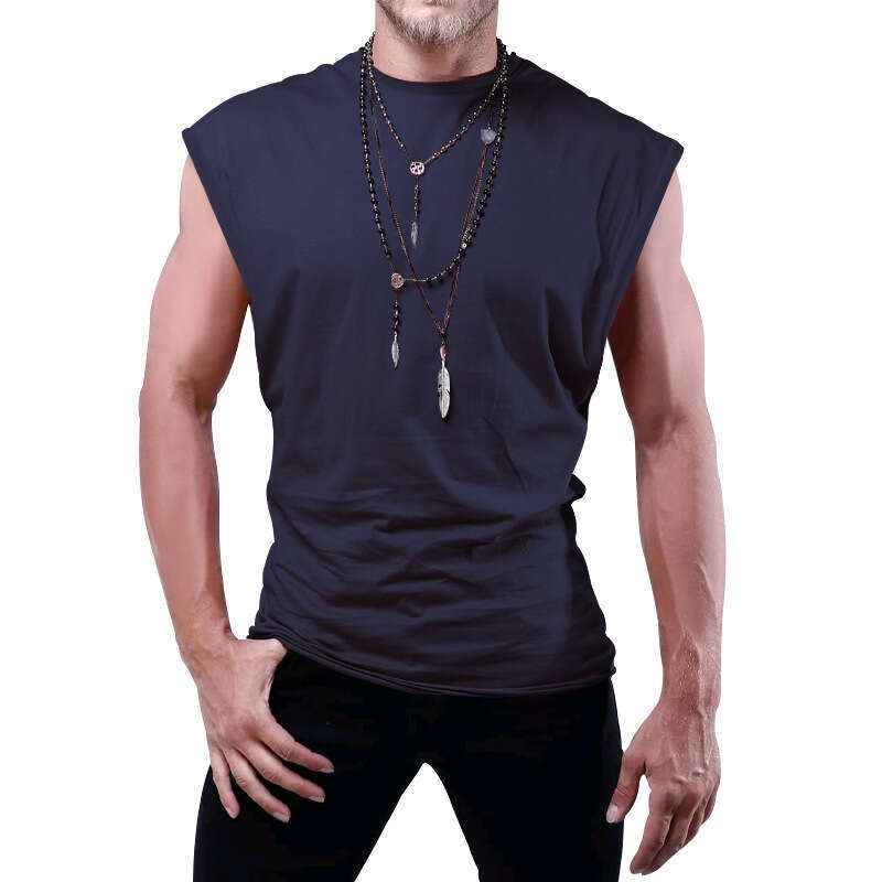 Amazon Cross-Border 2025 Men's Summer New Sleeveless T-Shirt Youth Loose Solid Color Thin Vest Tank Top for Men