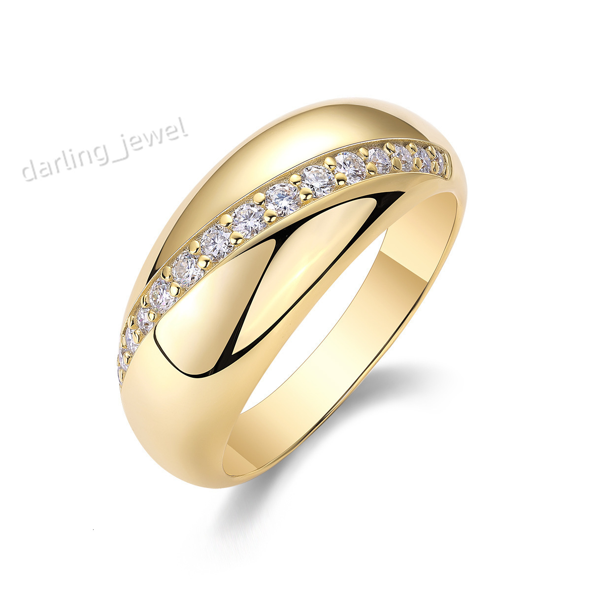 De Gold Plated Single Row Moissanite Ring Gold Plating Moissanite 925 Silver Women Rings 925 Silver Women Rings Gold Plated